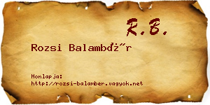 Rozsi Balambér névjegykártya
